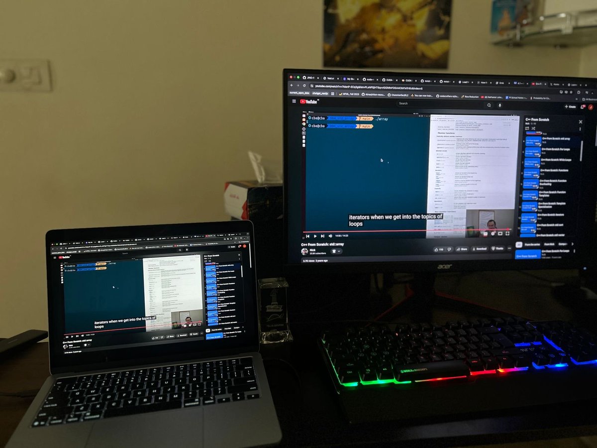 jino_rohit's tweet image. Learning c++ with a python background is the most humbling experience. Everything you took for granted in python(even reading a file) becomes something you have to think about and control yourself.
Super rewarding tho, continuing with my c++ lectures today.