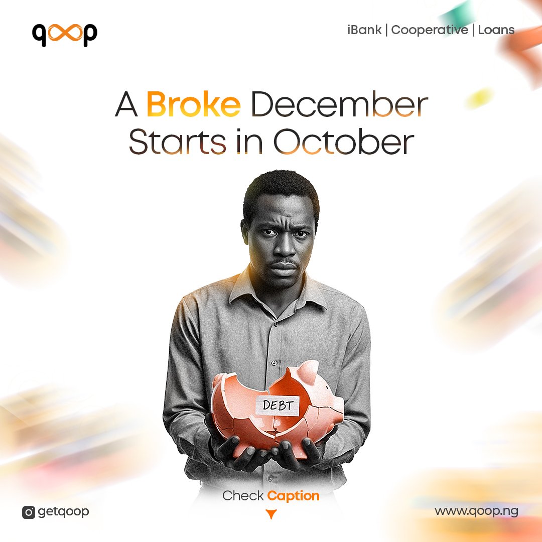 getqoop's tweet image. Avoid that financial trap by setting up your own secure cooperative or savings group on QOOP.
Get December-Ready and start your end-of-year savings plan today! Visit app.qoop.ng to begin!
#SaveEarlyFlexLater #QOOPPlan #DecemberReady #NoPanicSpending