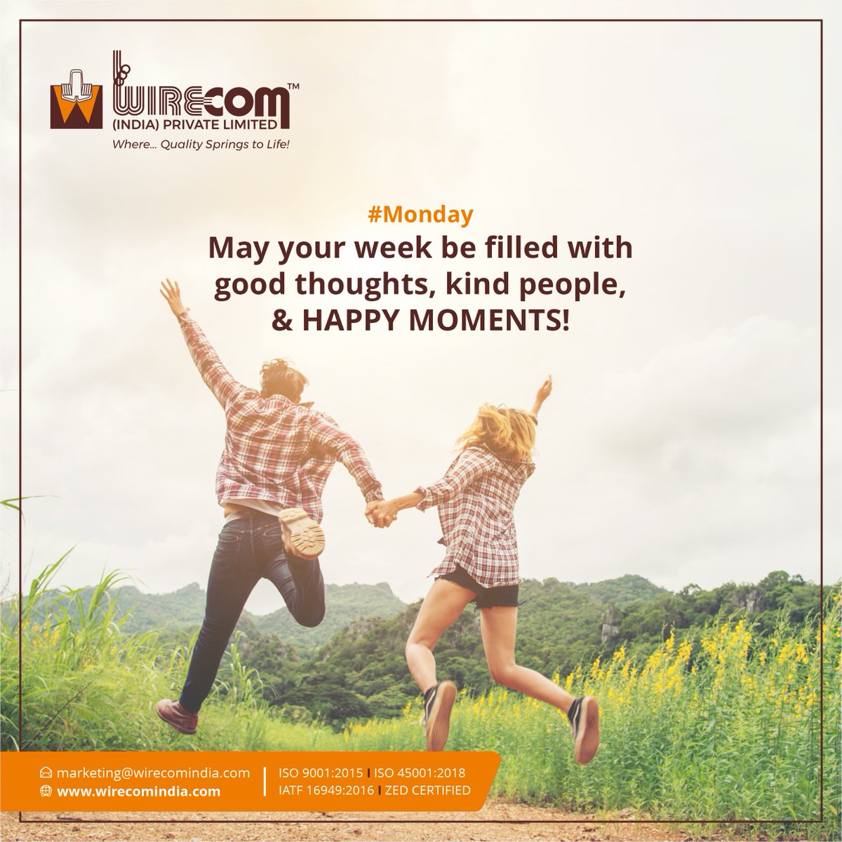 WirecomIndia's tweet image. Happiness is a positive emotional state characterized by feelings such as contentment, joy, and life satisfaction. Stay #positive surrounded by good thoughts, kind people, and happy energy. Let this week be a reflection of quality, connection, and growth.
#mondaymotivation #joy