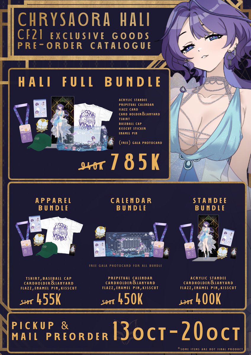 [ CF21 CATALOGUE ❗] 
<a href="/HaliChrysaora/">Hali 🪼 CF 22 BOOTH AC 18-19</a>  CF21 exclusive goods is available to order!💜

Place your order now!🥰
Available for Pickup at Shinuka booth AC34-35 or Mail Order.  

Order Here: shinukacf21.carrd.co
#comifuro21 #CF21 #CF21catalogue  #ChrysaoraHali