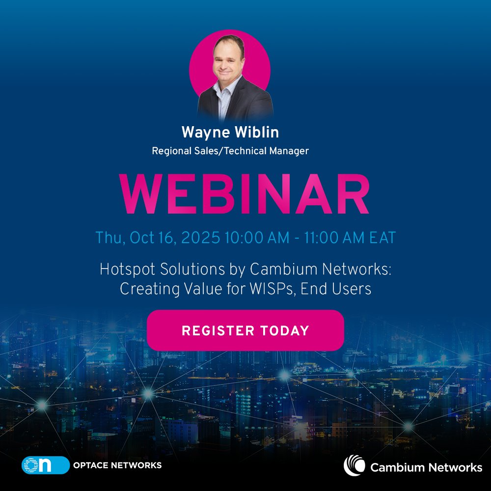 OptaceNetworks's tweet photo. Join Wayne Wiblin of Cambium Networks to explore how hotspot solutions boost revenue for WISPs, fuel economic growth, and enhance user experiences. 🌐
Register now 👉 https://t.co/wL6dVYdXva https://t.co/3bpJOgD4nd