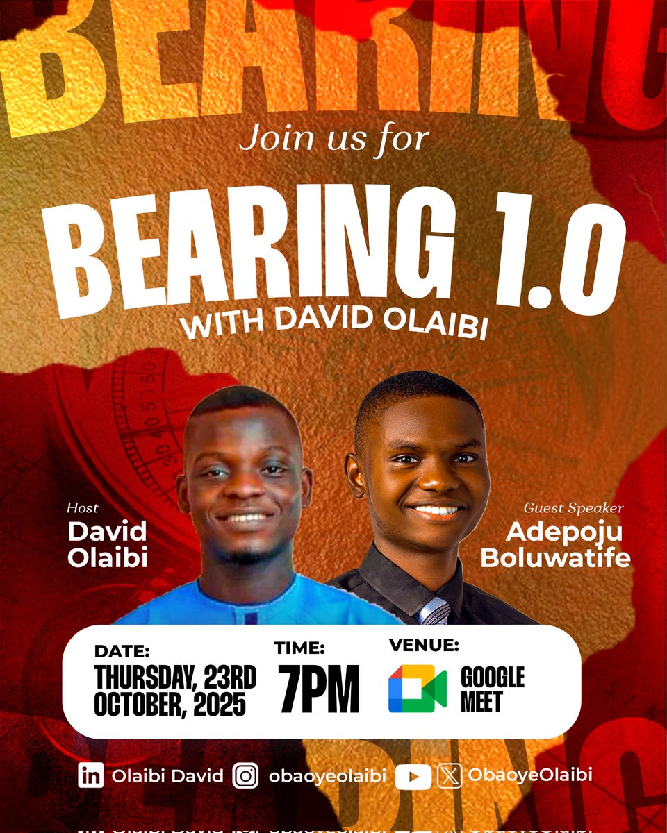 ObaoyeOlaibi's tweet photo. Join me as I share amazing insights with my brother and a unique leader, Adepoju Boluwatife 

Save the date. You don’t want to miss this! https://t.co/88QL4eiO8o