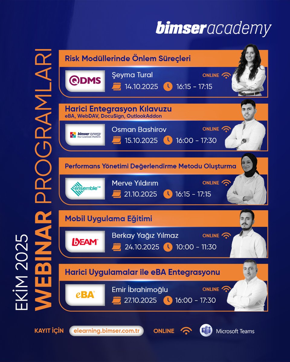 🚀 Dijital dönüşüm yolculuğunuzu desteklemek için uzmanlarımızla buluşmaya hazır mısınız?

Alanında uzman isimlerden en güncel bilgileri alabileceğiniz webinar serimize katılın!

#Bimser #WebinarTakvimi #DijitalDönüşüm