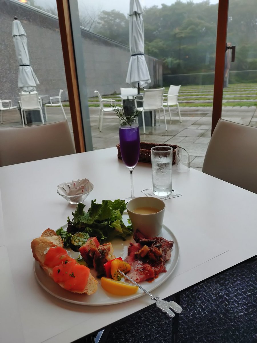 ＃ポーラ美術館
＃カフェのある美術館
ポーラ美術館のレストラン　アレイで展覧会にちなんだワンプレートランチ。
ゴッホのあざみ風のノンアルコールスパークリングはさっぱりした美味しさ。
お食事も全体的に優しい美味しさでおひとり様の方も多く、穏やかなランチタイム。