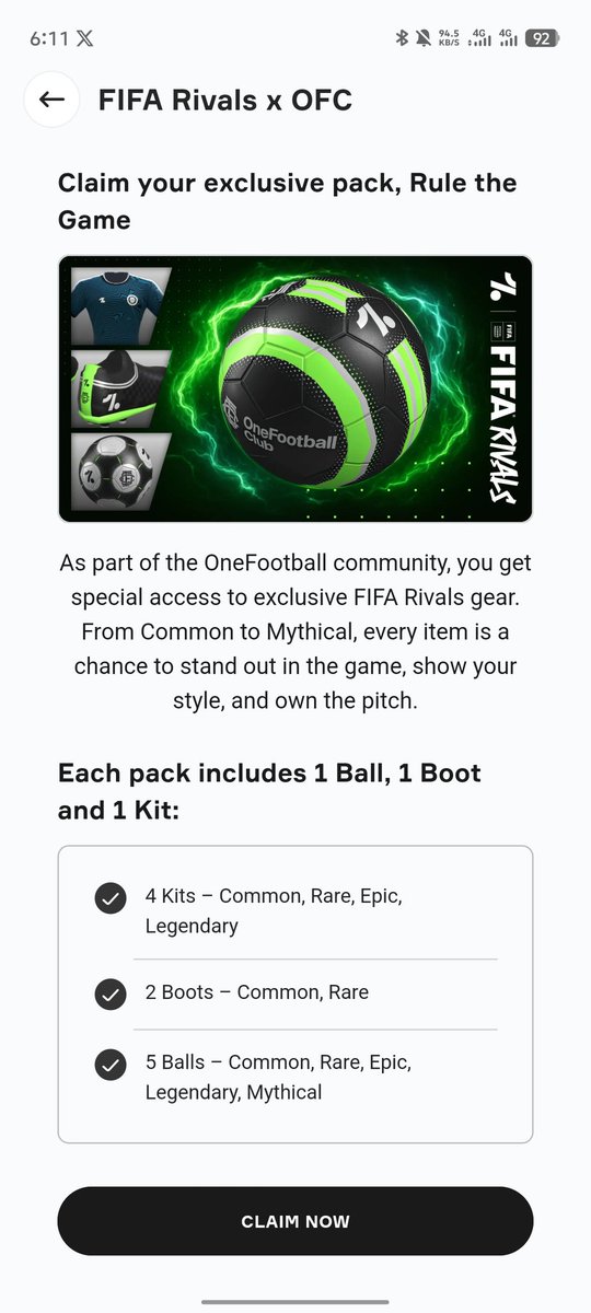 $OFC is coming but have u claimed your pack on <a href="/OneFootball/">OneFootball</a> ? #OFC