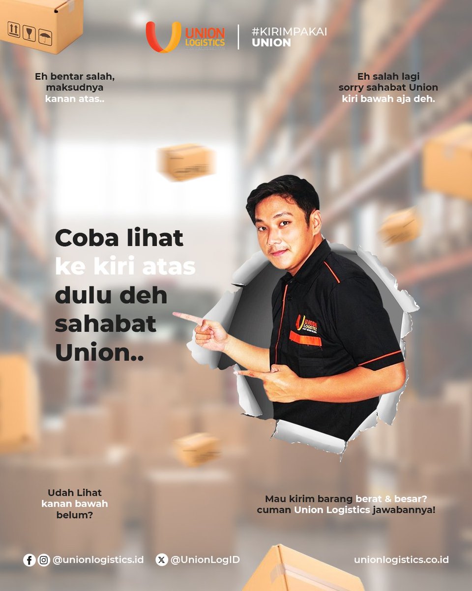 UnionLogID's tweet image. Kadang suka salah arah? tapi kalau urusan kirim barang berat &amp;amp; besar nggak pernah salah 👉 pilih Union Logistics!