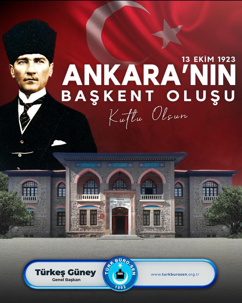 🇹🇷 13 EKİM 1923 ANKARANIN BAŞKENT OLUŞU

📌Milli Mücadelemizin karargâhı, Cumhuriyetimizin kalbi Ankara, 13 Ekim 1923’te Türkiye Cumhuriyeti’nin Başkenti ilan edilmiştir.

📌Bağımsızlığımızın simgesi bu anlamlı günde; başta Gazi Mustafa Kemal Atatürk olmak üzere, bu karara