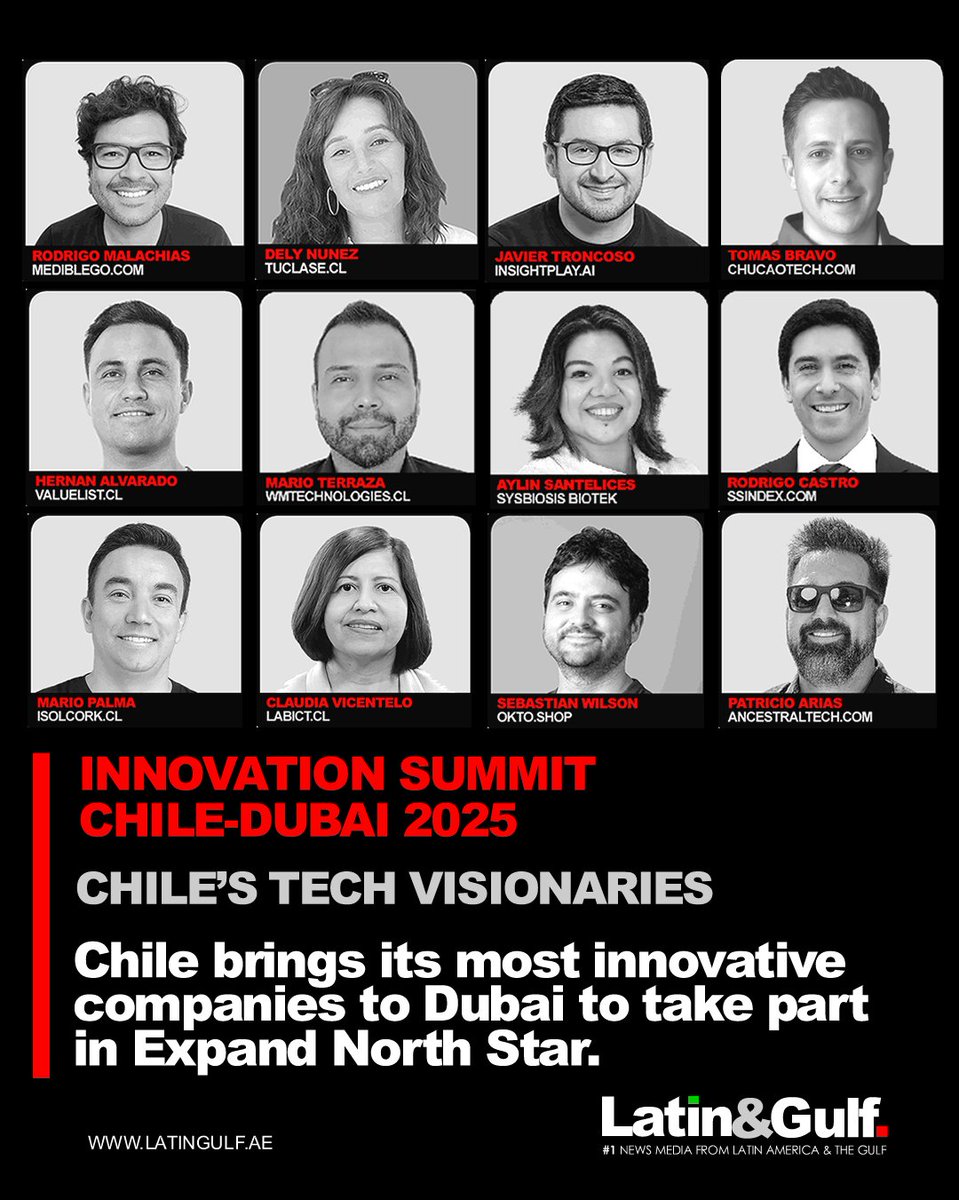 🇨🇱✨🇦🇪 Chile’s Tech Visionaries at <a href="/expandnorthstar/">Expand North Star</a>  Dubai: A special feature dedicated to the leaders driving Chile’s new wave of innovation — entrepreneurs redefining technology, sustainability, and global competitiveness on the world stage.<a href="/ProChile/">ProChile</a> 
latingulf.ae/innovation-sum…