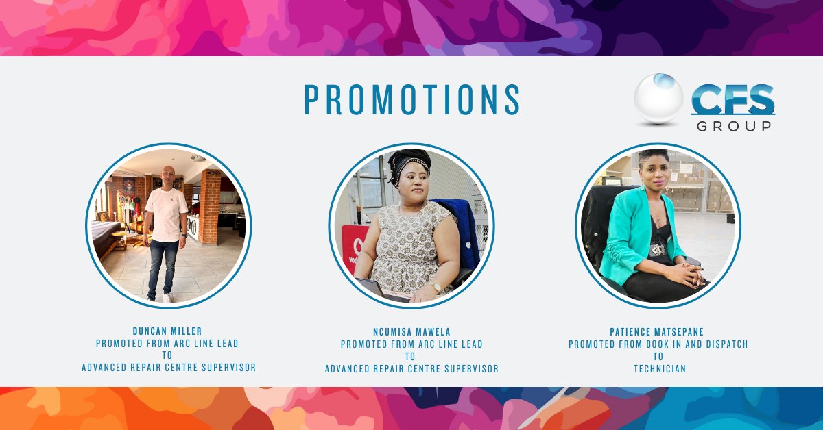 cfs_software's tweet image. We’re so proud to announce the well-deserved promotions of our amazing team! 🎉
✨ Duncan Miller – ARC Supervisor
✨ Ncumisa Mawela – ARC Supervisor
✨ Patience Matsepane – Technician
Congrats on your fantastic achievements! 💪
#CFS #Team #Promotion #CareerGrowth