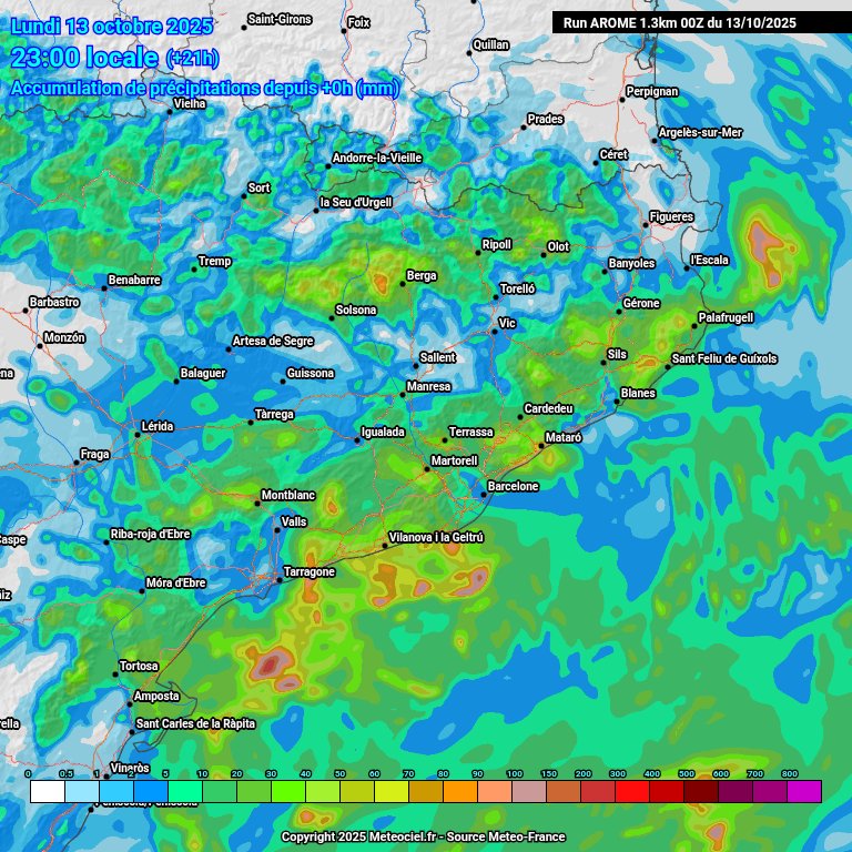 Aquesta matinada la pluja 🌧 ha afluixat i, per sort, els registres des de mitjanit són de només 5/10 mm 💧

Tot i això, el dia serà molt inestable i podrem tenir patacs d'aigua ⛈️ en molts punts del territori.

👉 Radar i acumulats previstos Arome

#Projecte4Estacions