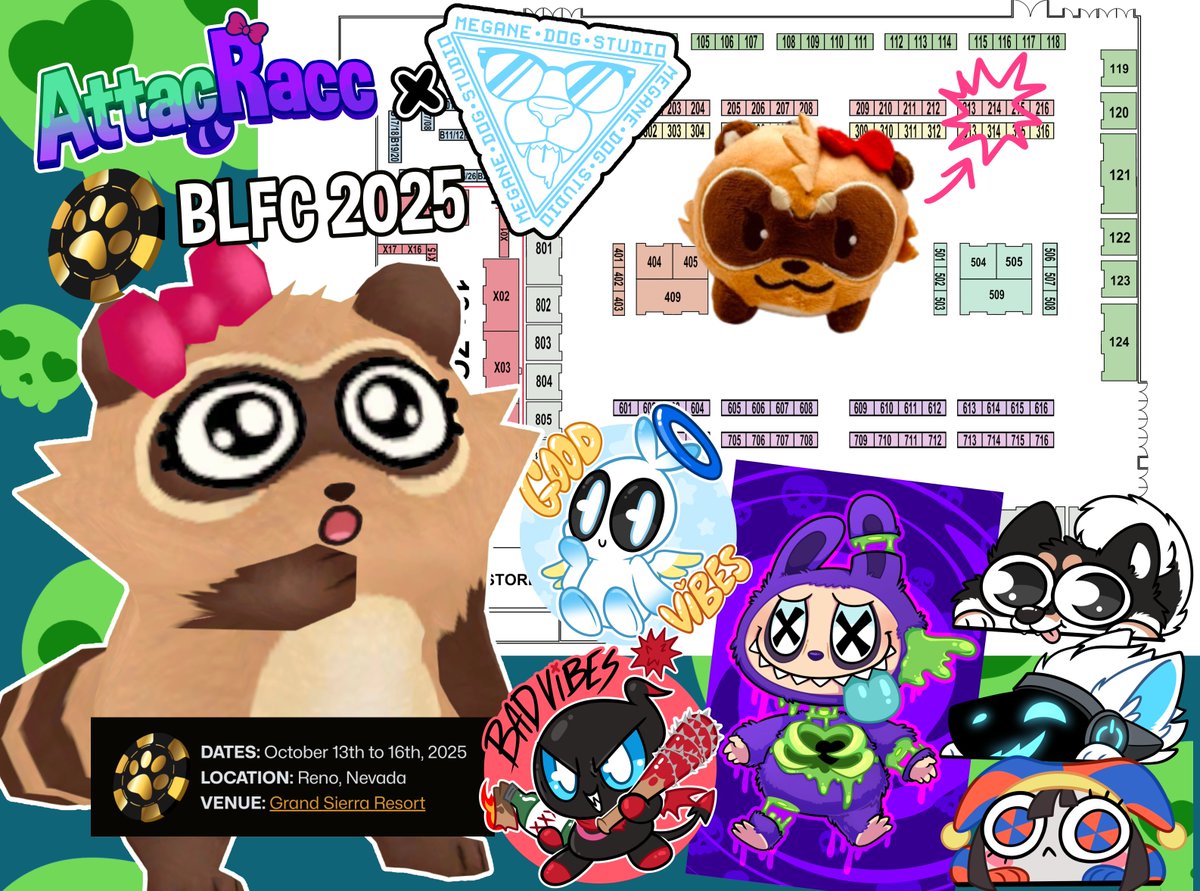 ...Also I will have a booth at BLFC this week as well! 👀

Kindly proxied by <a href="/MeganeDoodleDog/">Via Rose @ comm work</a> , who also has their awesome merch for sale as well! 

BOOTH # 214 right next to <a href="/SpunkyRacoon/">Spunky ☁️💙</a> !

#BLFC #blfc2025