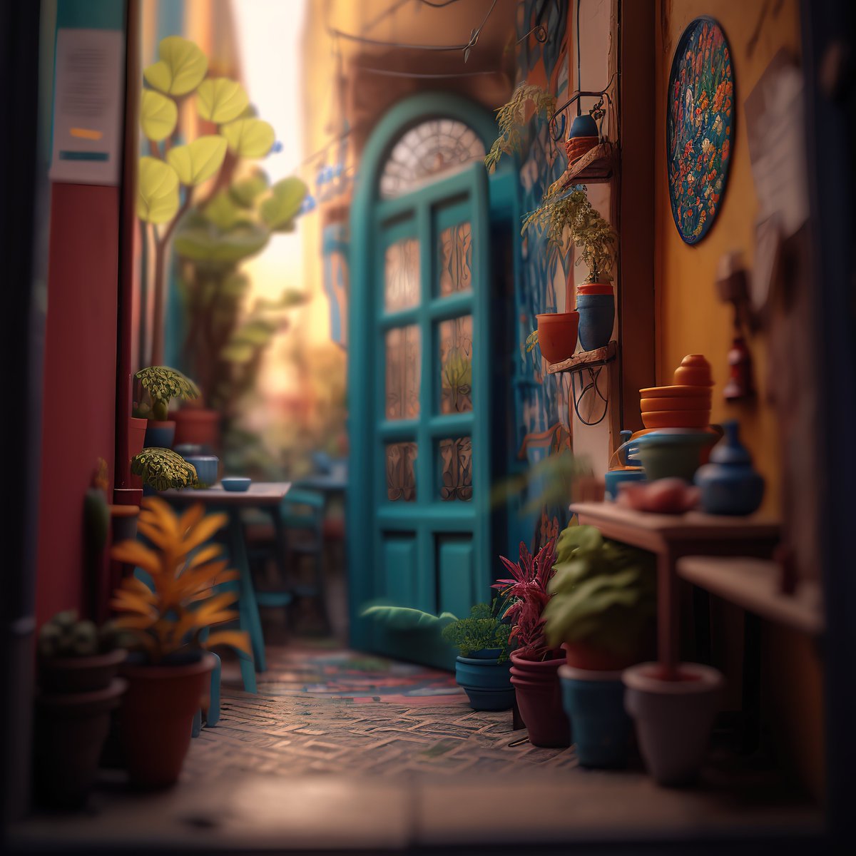 NoBanksNearby's tweet image. 10:34 AM – The sun spills vibrant hues across this hidden courtyard. That inviting teal door and lush terracotta pots beckon you. Feel the gentle warmth; this minute is your personal sanctuary, a moment to simply *be* and appreciate the quiet beauty around you.
#CreativeCode…