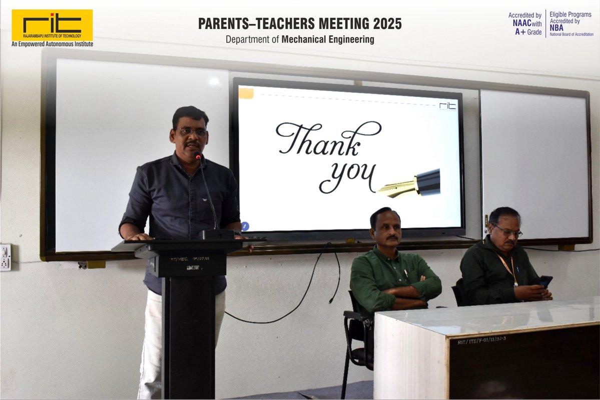 ritindia1983's tweet image. 👨🏫 The Dept. of Mechanical Engineering, RIT Islampur conducted the Parents–Teachers Meeting 2025 for SY, TY & Final Year B.Tech students on 5th Oct 2025.
#RITIslampur #MechanicalEngineering #ParentsTeachersMeet