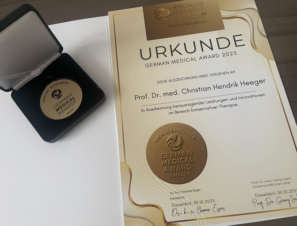 ChristianHeeger's tweet photo. What an incredible evening in Düsseldorf!
I’m truly honored that our collaboration #peQasus was rewarded with the #German_Medical_Award 2025! 🥇 

👉Thanks to all collaborators of this great large-scale project! @RolandTilz @chris_sohns @Phiso_de et al. https://t.co/LuI5sYaWGG