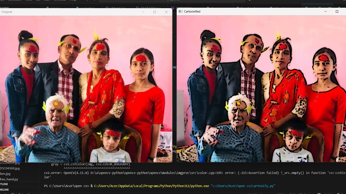 SamikshyaRB's tweet photo. #LUD16 Today I learned how to cartoonify an image using OpenCV.Used techniques like edge detection, grayscale conversion, and smoothing filters.#FestivalOfLearning #LearningUtsab2025 @learning_utsav https://t.co/pZGAuBmmvV