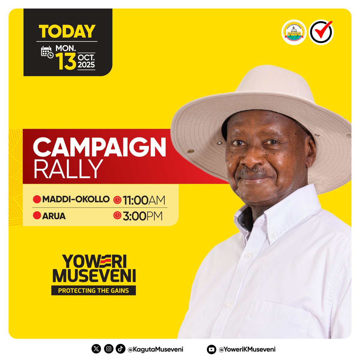 KagutaMuseveni's tweet photo. Good Morning, fellow Ugandans. We start the week in Madi-Okollo and Arua City today. https://t.co/spV8HdsuxX