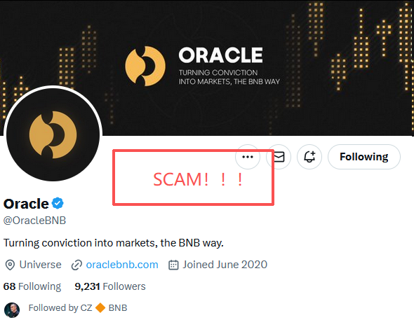 longuieg's tweet photo. 🚨 SECURITY ALERT FOR THE #ORACLEBNB COMMUNITY 🚨
The original scammer's X account has been revived. This is 100% an impersonation and an attempt at a second scam. 
DO NOT INTERACT. BLOCK & REPORT IMMEDIATELY.The ONLY official account is:@oraclebnbio 
We are building. They are scamming. The difference is clear.
cc @BscScan for awareness. #CommunityShield