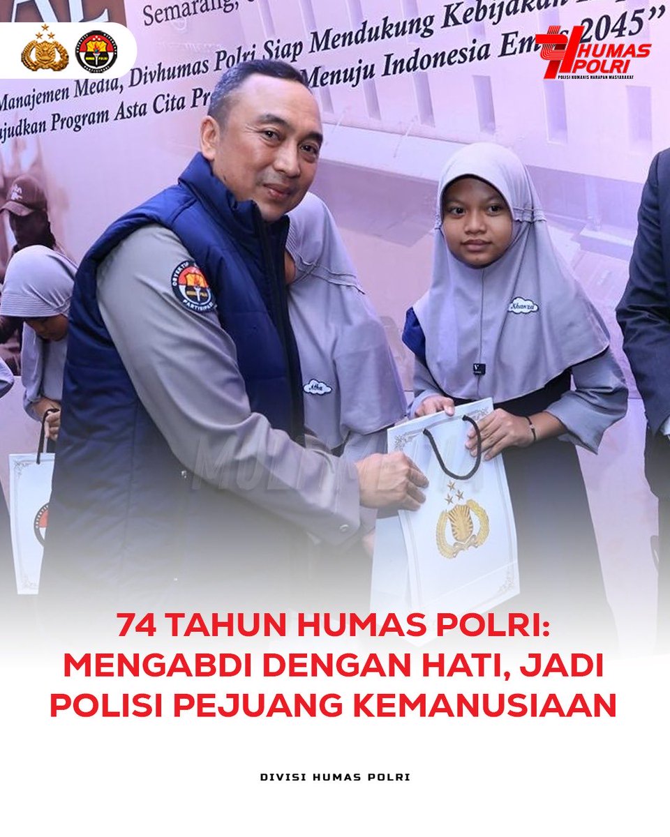 Peringatan Hari Jadi ke-74 Humas Polri akan diwarnai dengan bakti sosial untuk masyarakat yang membutuhkan. Antara lain Polri bekerja sama dengan Palang Merah Indonesia akan menggelar donor darah yang akan diikuti oleh personel Kepolisian

#HUTHumasPolri74