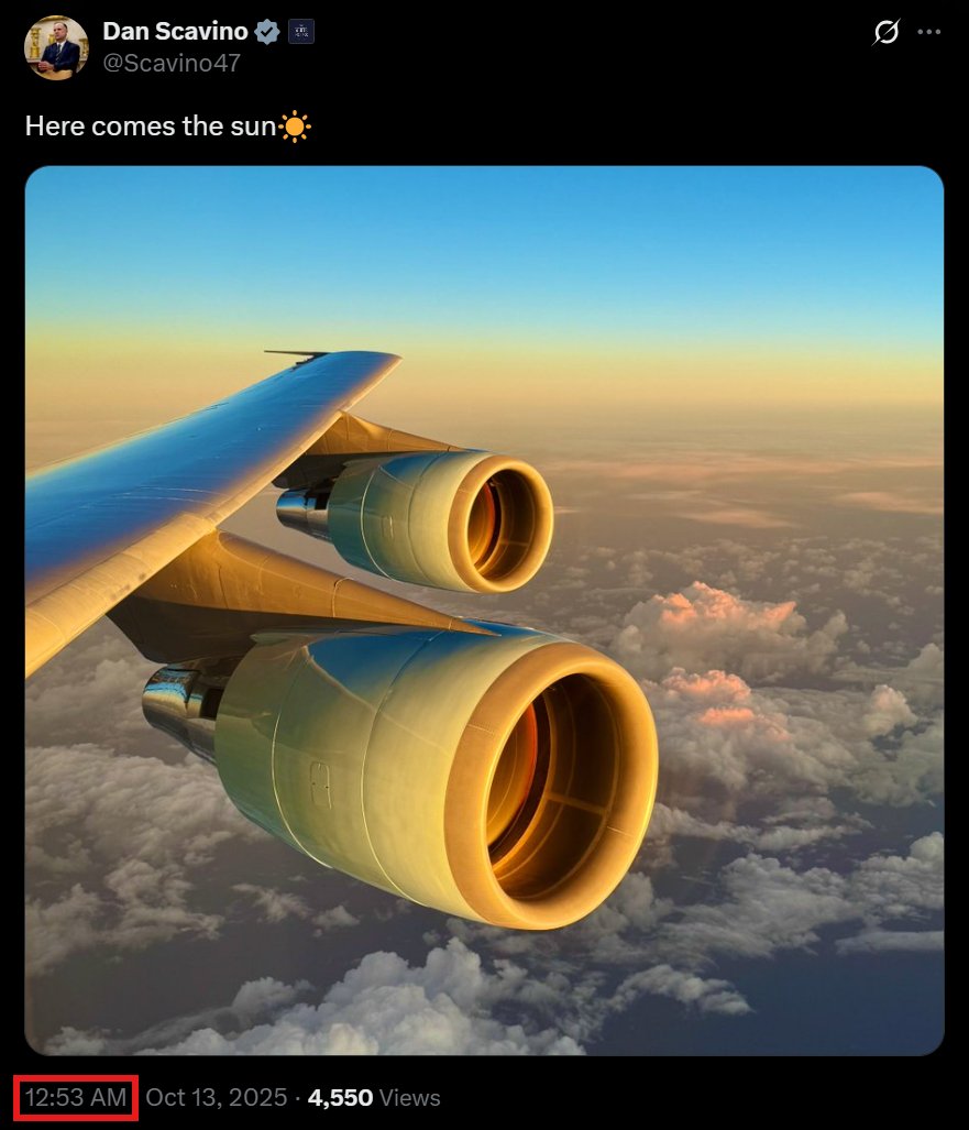 7thDean's tweet image. Dan Scavino just did back to back X posts with the first one of Air Force One before the sun comes up with a timestamp of 12:43 AMEST, 00:43 military time.
Q 43
These crumbs are not meant to scare anyone but merely inform. Resistance will be dealt with swiftly. The core focus is…