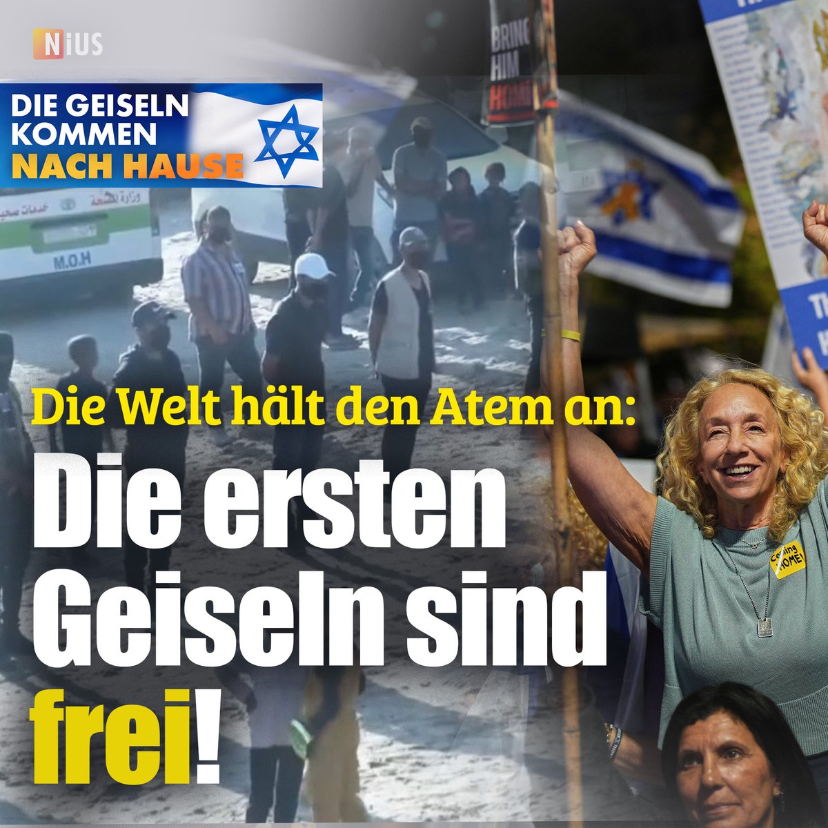 +++ Die ersten sieben Geiseln wurden ans Rote Kreuz übergeben – die Welt jubelt. Alle News im Ticker: 
nius.de/live-tickers/d…