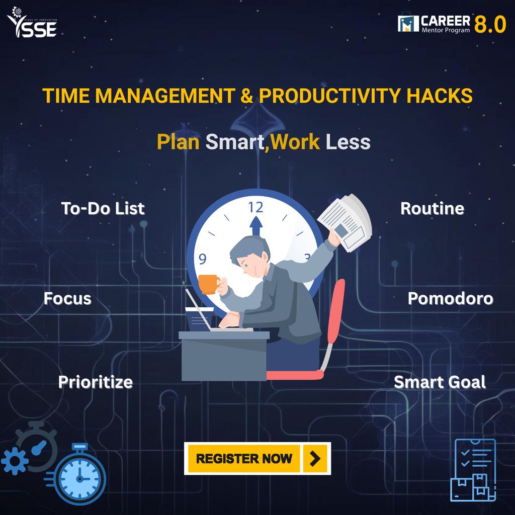 YSSEGLOBAL's tweet image. ⏰ Struggling with time or productivity? You’re not alone!
Join “Time Management &amp;amp; Productivity Hacks” under #CMP8 &amp;amp; learn how to plan smart, work less &amp;amp; achieve more. 💼✨
Register now 👉 forms.gle/oWfCTx5vc1GcsE…

#YSSE #WorkSmart #CareerGrowth