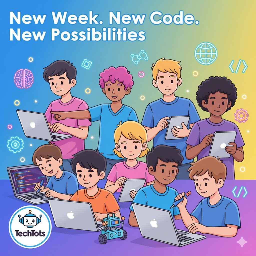 TechTotsGen's tweet image. Rise &amp;amp; code, fam 👩🏾‍💻👨🏽‍💻  
This week, we’re unlocking creativity, curiosity &amp;amp; clean code one line at a time.  

✨ Your future in tech starts now.  
#Techtots #MondayMotivation #FutureTechies #GenZinTech