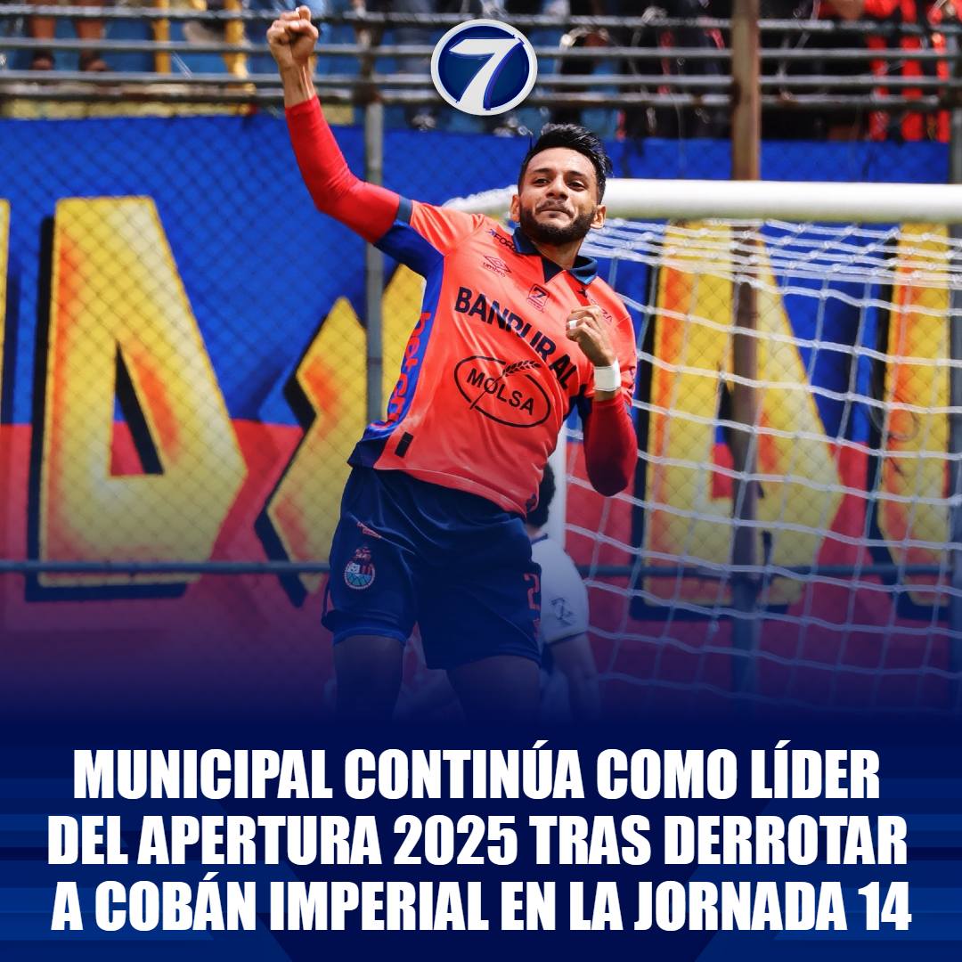 Noti7Guatemala's tweet photo. ⚽ #Municipal continúa como #líder del #Apertura2025 tras #derrotar a #CobánImperial en la #Jornada14 ➡ https://t.co/08rl7LmWfW https://t.co/tLTvfE4Yk6