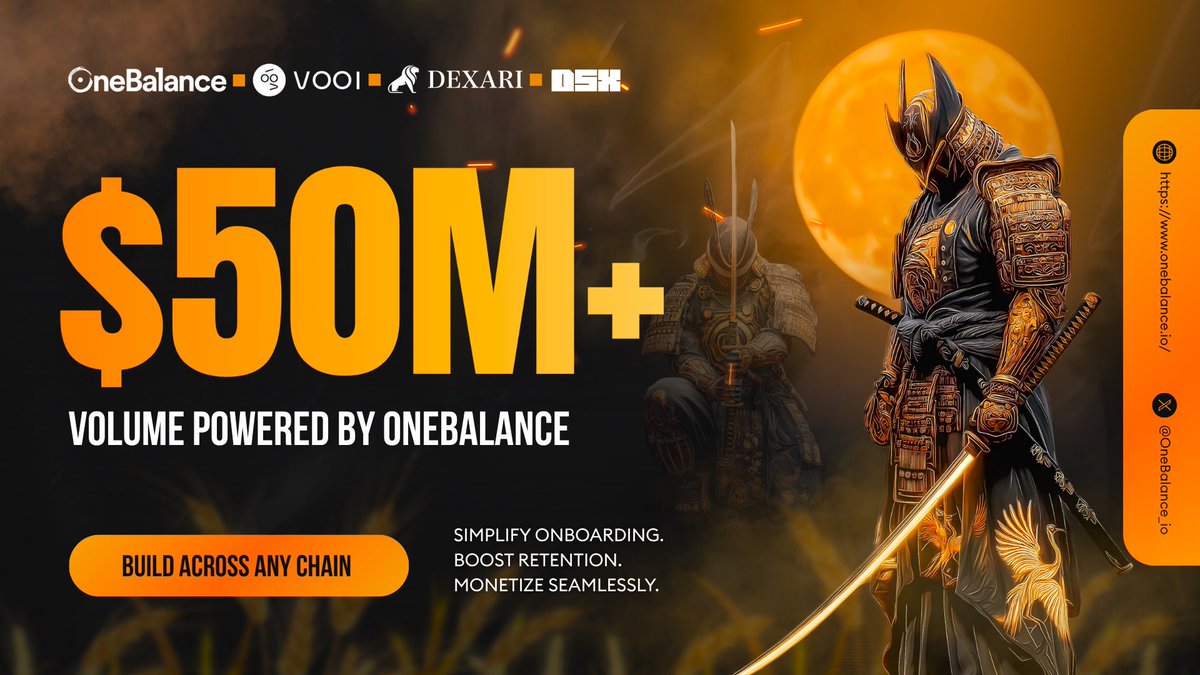 _CryptoNotes_'s tweet image. $50M in cumulative volume is just the beginning.
This milestone fuels billions in notional volume across industry leaders like @DSX_app, @DexariDotCom, and @vooi_io.
@OneBalance_io Toolkit delivers what others promise:
Seamless user onboarding
Unmatched retention mechanics…