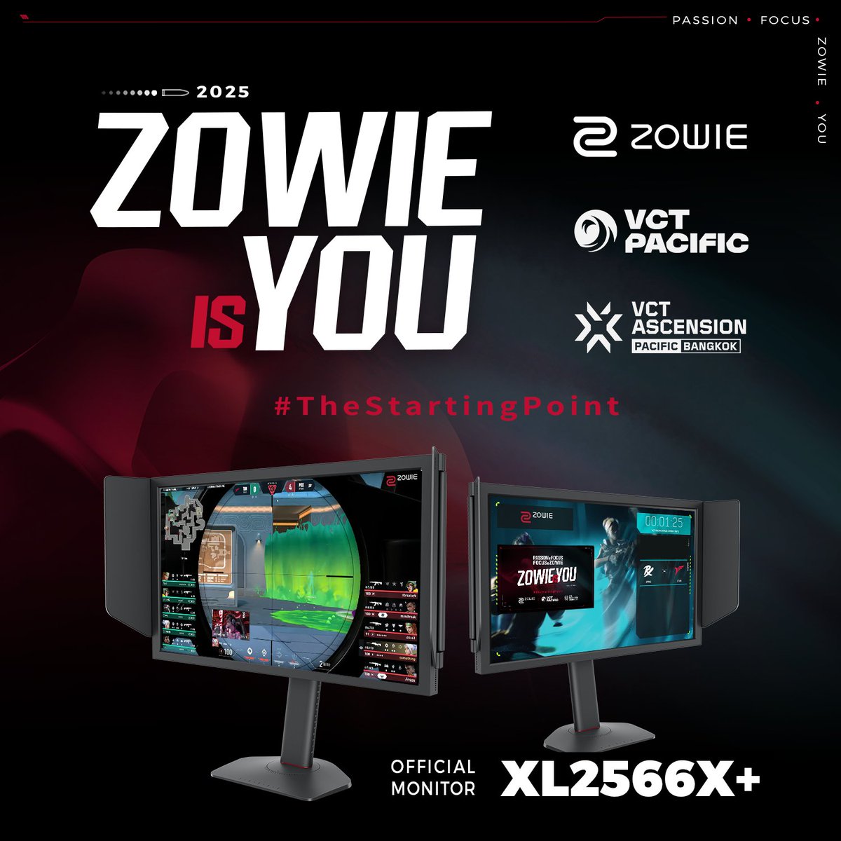 ZOWIEBenQANZ's tweet photo. This is #TheStartingPoint ! 🚀
The road to VCT Pacific is a journey we share! Join the excitement as the Ascension players and the ZOWIE XL2566X+ strive for greatness and reach the top tier of competitive play!
Let the journey begin, and cheer on our local representatives in @BONKERSOCE!
Learn More 👉https://t.co/OQXDdsyZ5Z
#ZOWIEisYOU #XL2566Xplus #VCTPacific #Ascension #VALORANT #Esports
