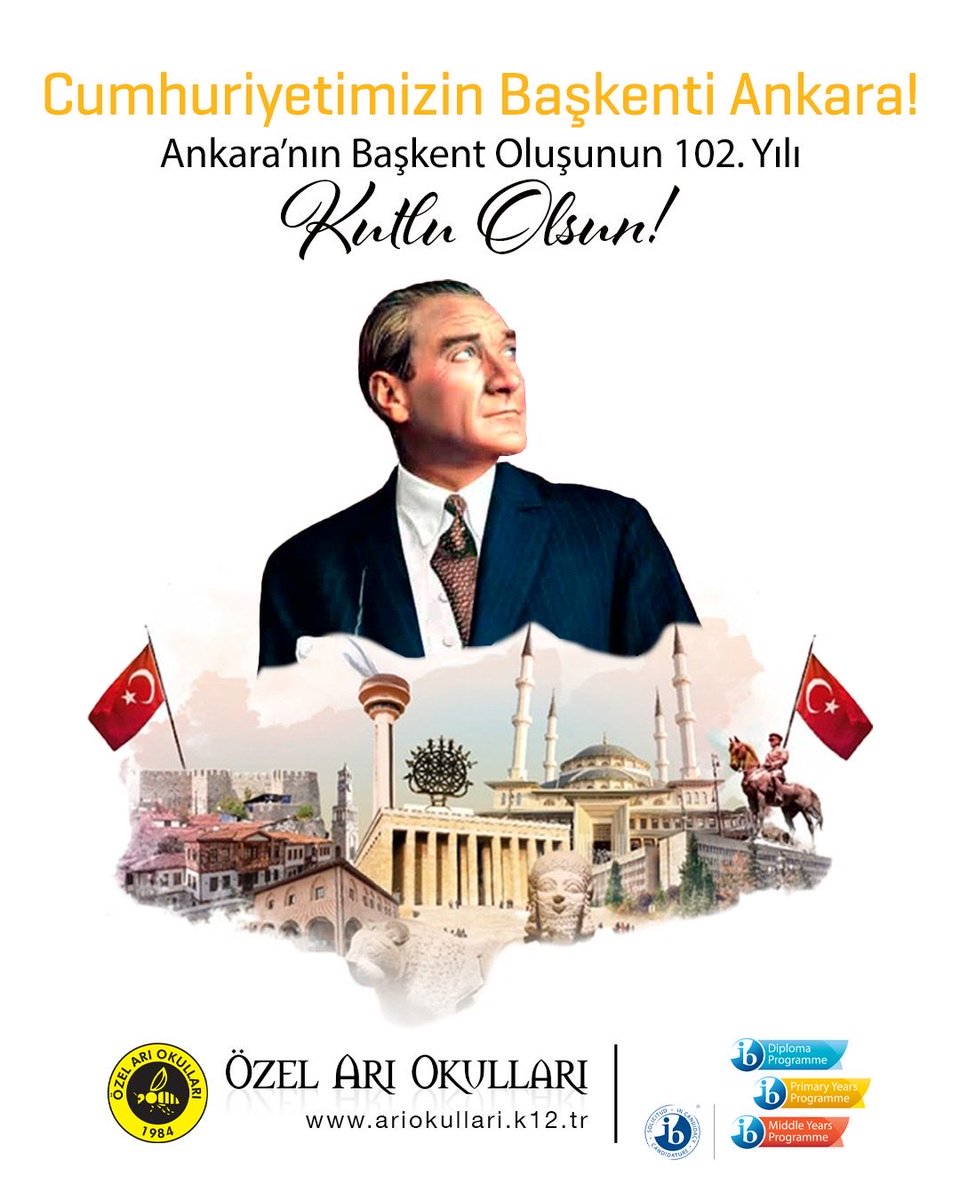Cumhuriyetimizin Başkenti Ankara!
Ankara'nın Başkent Oluşunun 102. Yılı
Kutlu Olsun! 🐝🇹🇷
.
.
#ariokullari #okul #eğitimkurumu #school #college #kolej #eğitim #öğretim #öğretmen #öğrenci #önokul #ilkokul #ortaokul #anadolulisesi #fenlisesi #ibschool #ibdp #ibpyp