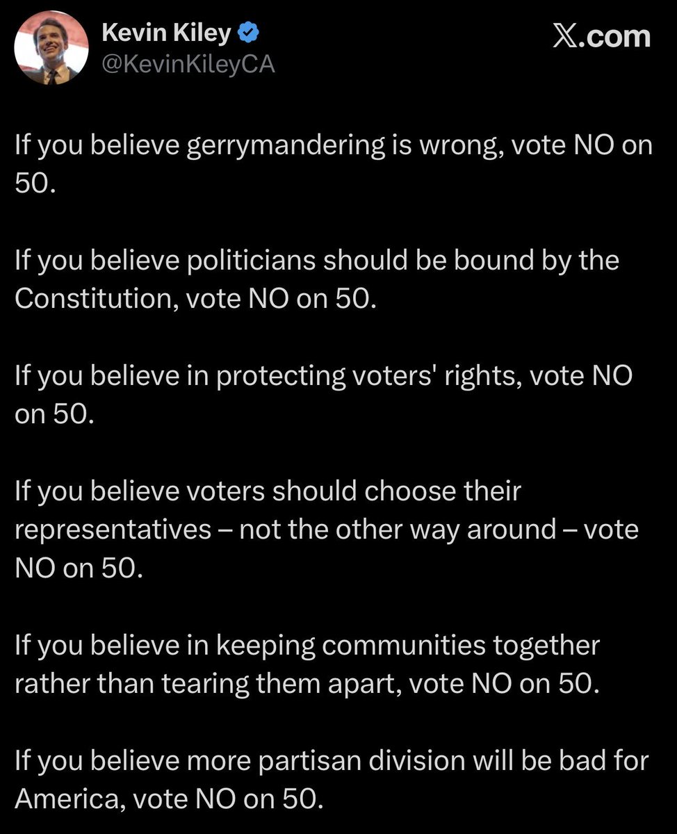 jimwito's tweet image. If you want Trump as a dictator Vote No on 50.
If you are weak and believe all these lies spread by the GOP Vote No on 50.
If you want oligarchs controlling your govt Vote No on 50.
To confirm you are a part of the #TrumpCult Vote No on 50.
@CNN @CAGOP @MSNBC @GavinNewsom