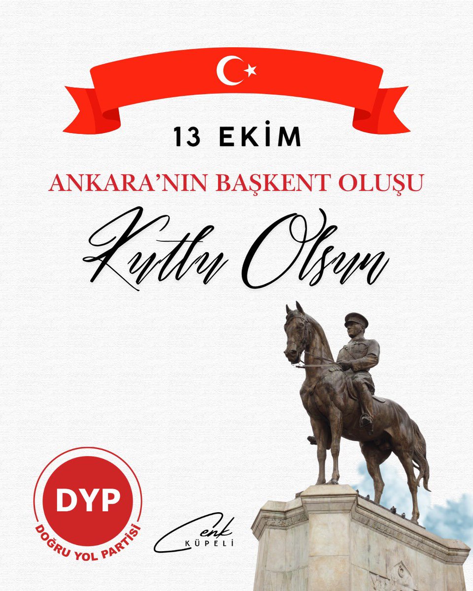#MustafaKemalAtatürk’ün önderliğinde, Kurtuluş Savaşı’nın karargâhı olan #Ankara , bu büyük mücadelenin ardından 13 Ekim 1923 tarihinde Cumhuriyetimizin kalbi olmuştur. 

Bugün, Ankara’nın başkent oluşunun yıl dönümünde; Cumhuriyetimizin kurucusu Gazi Mustafa Kemal Atatürk başta
