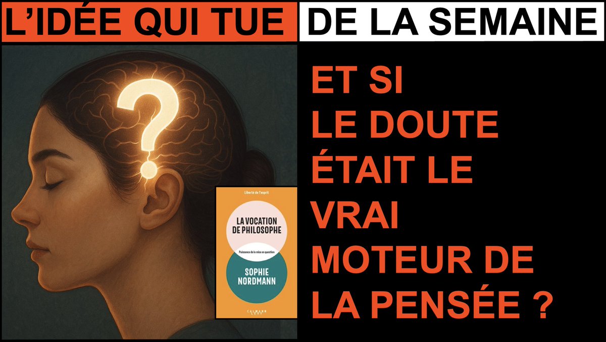 ET SI LE DOUTE ÉTAIT LE VRAI MOTEUR DE LA PENSÉE ?
bit.ly/KillerIdeaDoute
C'est l'"idée qui tue" de ma newsletter hebdo du lundi, inspirée par le livre de Sophie Nordmann : " La vocation de philosophe - Puissance de la mise en question ".