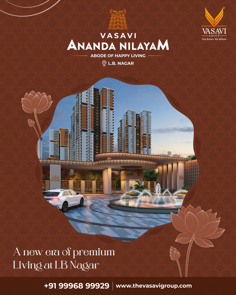 group_vasavi's tweet image. Live the way you’ve always dreamed at Vasavi Ananda Nilayam, beside LB Nagar Metro. Enjoy peaceful views, easy travel, and homes designed for your everyday comfort. ✨🏡
#vasavigroup #Anandanilayam #gatedcommunity #trending #Lbnagar #realestate