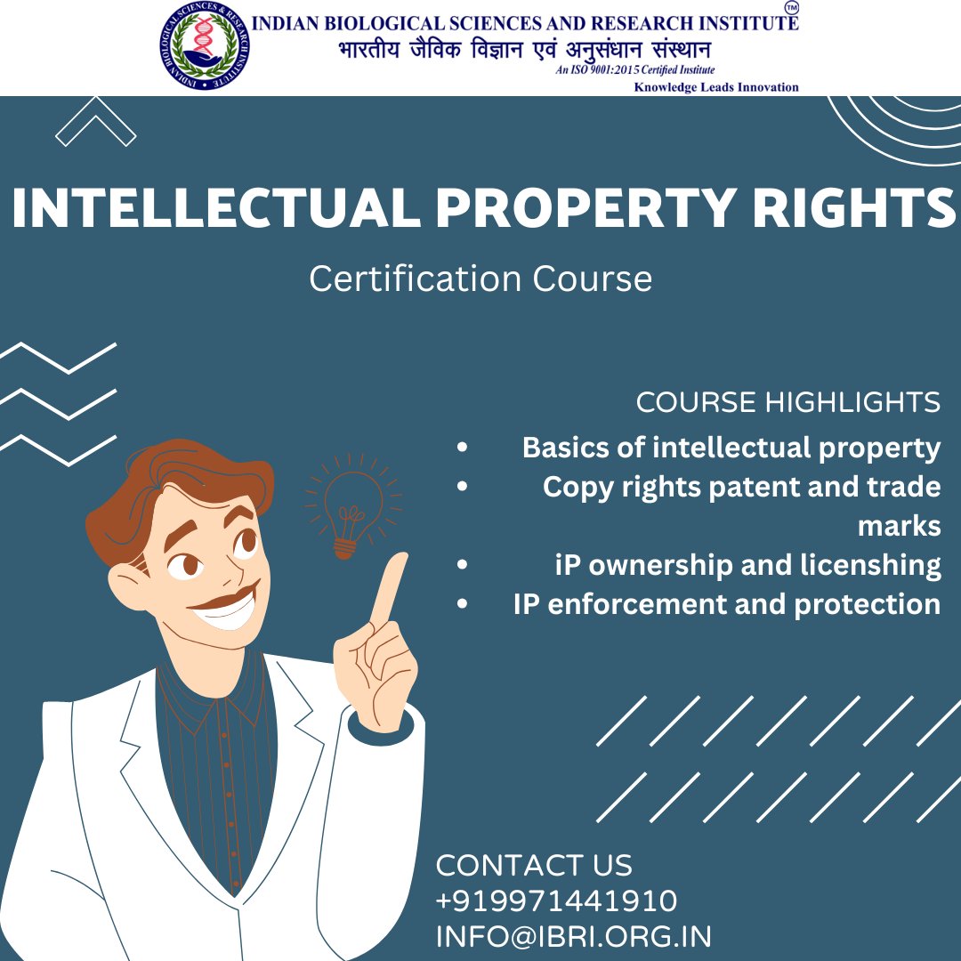 NoidaIbri's tweet image. 💼Protect your ideas, secure your future!
Join IBRI Noida’s Intellectual Property Rights (IPR) Certification Course and learn about patents, copyrights &amp;amp; trademarks.
🔗 Enroll: ibri.org.in/admission-form…
📞+91 99714 41910
🌐 ibri.org.in
#IPR #Innovation #onlinecoursehelp