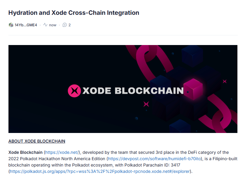 XodeNet's tweet image. 🚀Liquidity is coming straight into @XodeNet Blockchain!

Your engagement matters! 🫶
Drop your comments, likes, and shares here: hydration.subsquare.io/posts/249?fbcl… . 

Together, we’re building stronger decentralized governance. 🤝

#XodeBlockchain #Liquidity #Hydration #Governance…
