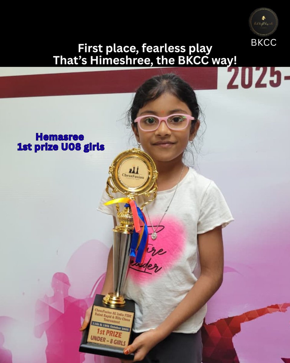 BClub82099's tweet image. Two young queens, one proud family — BKCC shines again! ♟️✨

From the ChessFusion All India Federated Rapid Chess Tournament (KSCA event) —

👑 Himeshree brings home the 1st prize (Under 8 Girls)

🌟 Elakia secures 6th position (Under 12 Girls)
#chess #bangalorechess #u08 #u12