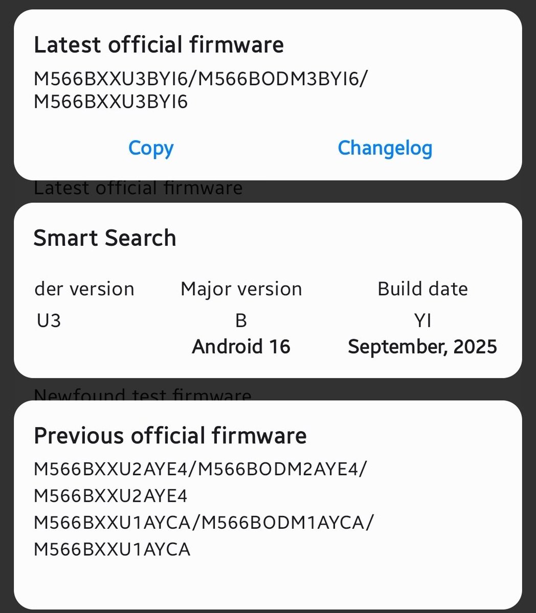 Koram_Akhilesh's tweet image. 🚨 Galaxy M56 users!
One UI 8 (Android 16) stable update for Galaxy M56 (M566B) is now live in India 🇮🇳
Build info: M566BXXU3BYI6/M566BODM3BYI6/M566BXXU3BYI6
Security Patch: 01-09-2025
#OneUI8 #GalaxyM56 #Samsung