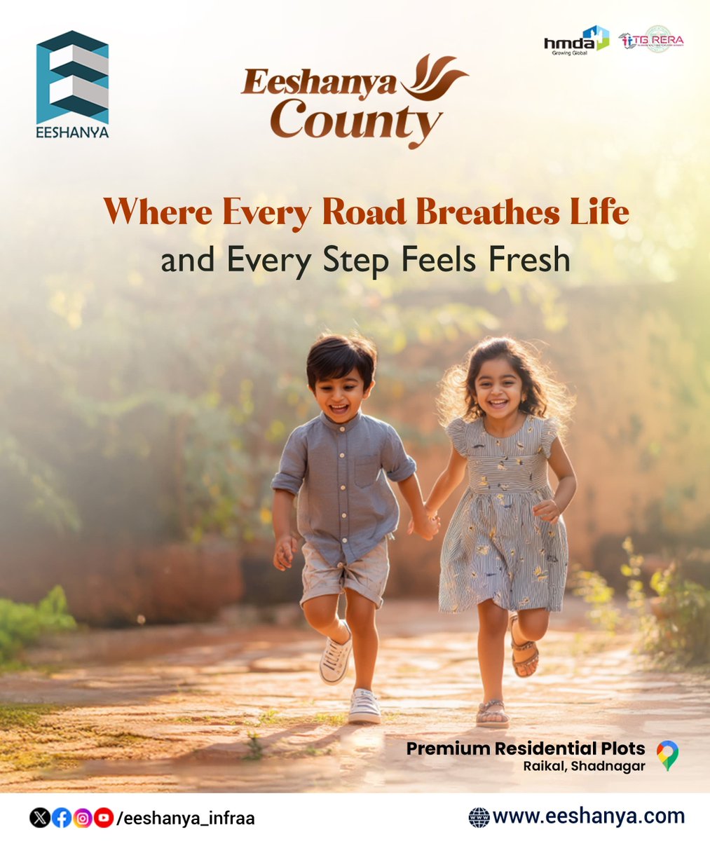 Eeshanya_'s tweet image. 🌿 Where every road breathes life and every step feels fresh.
Experience green living, wide CC roads, and peaceful surroundings at Eeshanya County, Raikal–Shadnagar. 🏡✨
✅ HMDA &amp;amp; RERA Approved
🌐 eeshanya.com
#EeshanyaCounty #GreenLiving #ShadnagarPlots #HMDAApproved