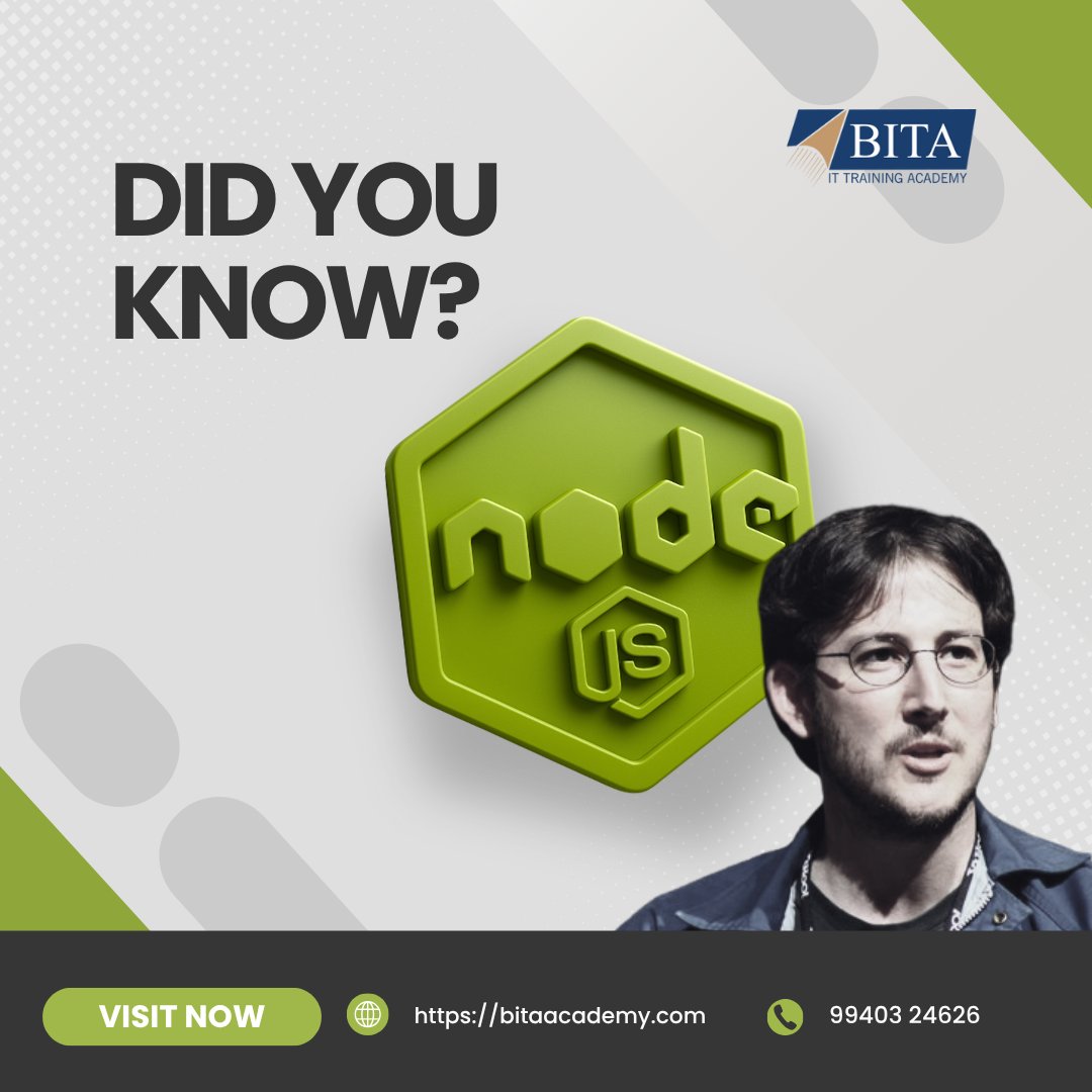 Bitaaacademy's tweet image. โ Did You Know?
Node.js
Invented: 2009 by Ryan Dahl
Occupation: Software Engineer
Achievement: Revolutionized web development.
๐9566004626
๐bitaacademy.com/course/node-jsโฆ
#NodeJS #JavaScript #WebDevelopment #FullStackDeveloper #BITAITTrainingAcademy