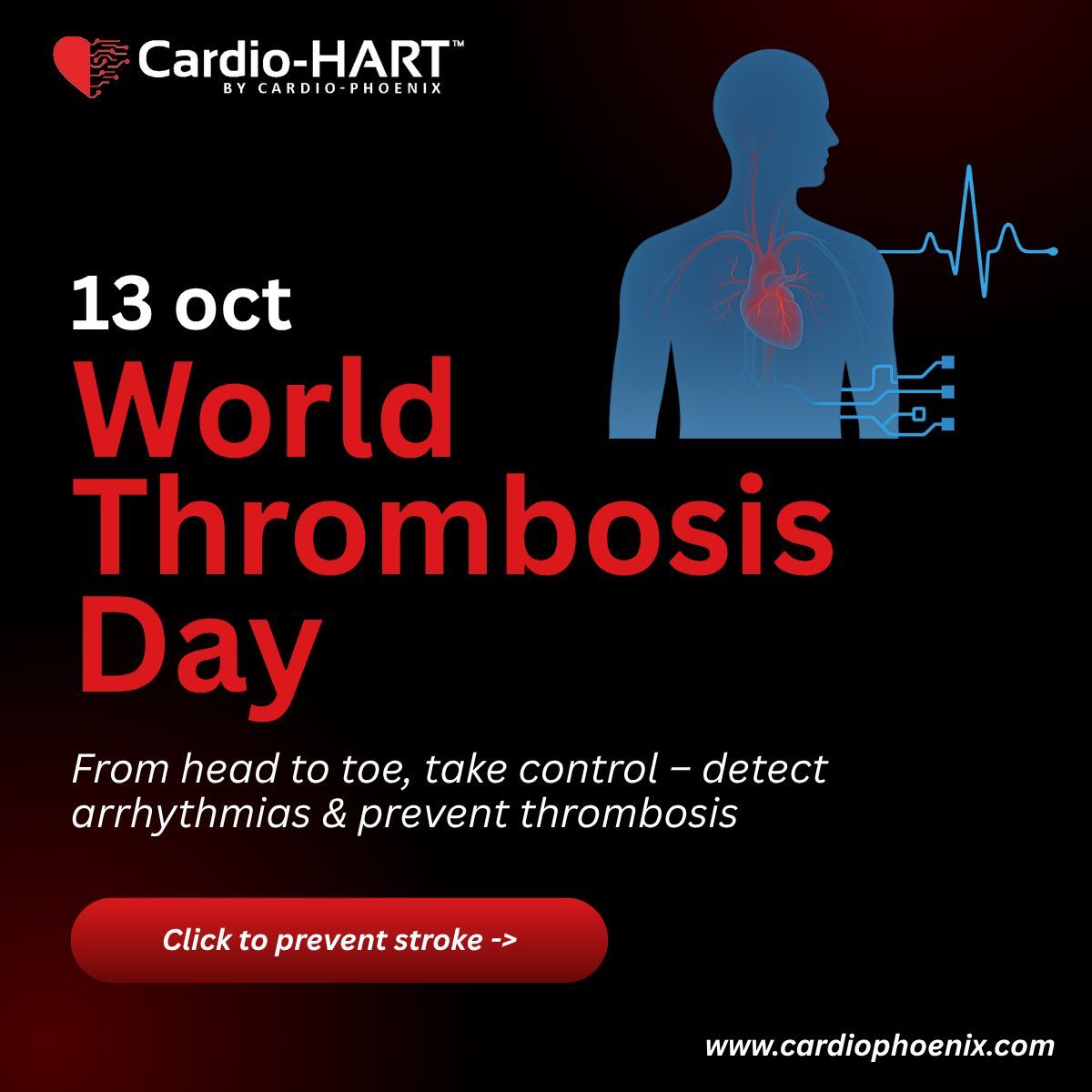 Irregular rhythms like AFib can cause dangerous clots. Cardio-HART detects 93 % of heart diseases. Download our case-finding guide: cardiophoenix.com/prevent-stroke… #WorldThrombosisDay
<a href="/DrAmarahmed/">Amar Ahmed</a> <a href="/ahmetfuat17/">ahmet fuat</a> <a href="/DrRaniKhatib/">Dr Rani Khatib FESC</a> <a href="/DrRajivsankar/">Dr.Rajiv Sankaranarayanan</a> <a href="/stefanopalermi/">Stefano Palermi</a> <a href="/TheStrokeAssoc/">Stroke Association</a>