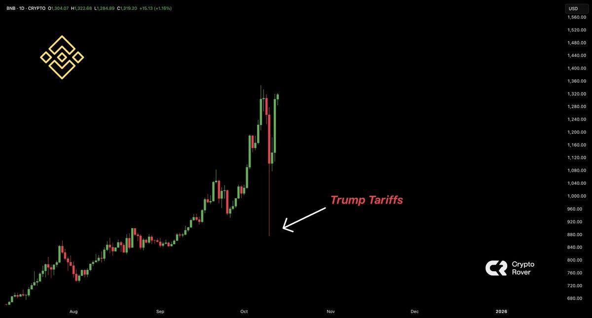 $BNB has fully recovered from the tariffs crash and is now closing in on its all-time highs.

INSANE STRENGTH!

Keep building.