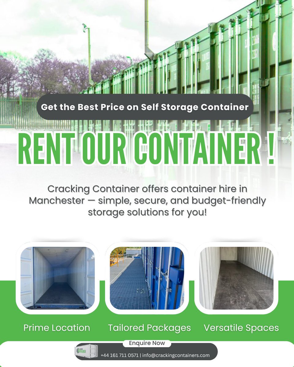 Cracking_UK's tweet image. Looking for the best container hire deals in Manchester? Cracking Container offers safe and cost-effective storage solutions.

Reach out today: 📞 +44 161 711 0571
🌐 visit crackingcontainers.com
.
.
.
.

#StorageSolutions #CrackingContainer #40ftContainer 
#CrackingContainerUK