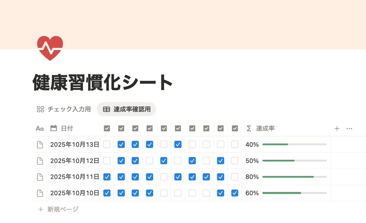 nanach0u0_work's tweet image. 毎日の習慣にしたい行動。
私は紙に書いていたけれど、今はNotionでチェックリスト化☑️

チェックを入れるたびに「できた」が積み重なる。
視覚的に達成が見えると、自然と続けやすくなります🙆‍♀️

小さな達成を見える化することで、続ける仕組みが育ちます✨

#Notion #Notion活用 #ルーティン