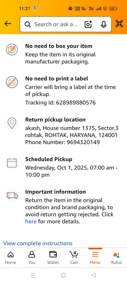 OdishaUnio78004's tweet image. Dear @amazonIN
I had returned the correct item in front of CCTV but customs officials are saying that I may have sent the wrong item. For this reason my money was not returned, please take immediate action
@jagograhakjago
#OnlineResolution #ConsumerRights #ConsumerAwareness