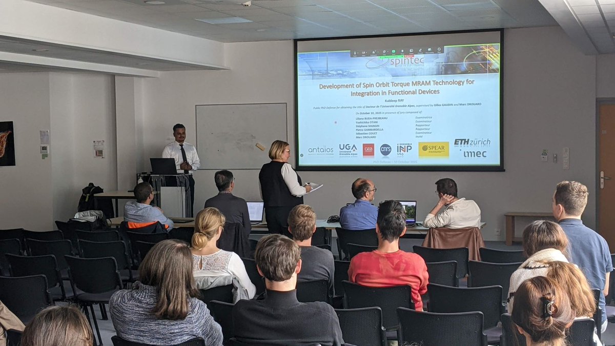 Last Friday Kuldeep (ESR14/16) defended his thesis on SOT-MRAM. He is SPEAR's sixth ESR to defend! Congrats Dr. Ray!! 🎉😊 

<a href="/MSCActions/">Marie Skłodowska-Curie Actions</a>  <a href="/EU_H2020/">Horizon 2020</a> <a href="/EUScienceInnov/">EU Science & Innovation 🇪🇺</a>  <a href="/REA_research/">European Research Executive Agency</a> <a href="/nanoGUNE/">CIC nanoGUNE</a>
#SPEARITN #h2020 #mscafellow #physics #magnetism #MSCA #phddefense