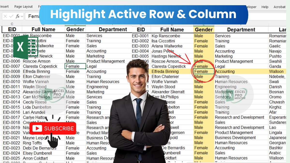 ExcelProMentor's tweet image. Highlight Active Row &amp;amp; Column Full Video 👇
youtu.be/b8K6bqJriR4?si…