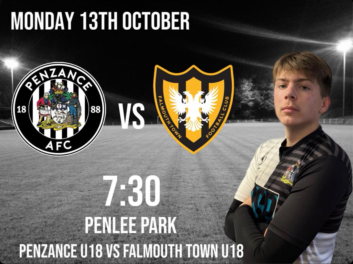MATCHDAY!
Football under lights at Penlee Park tonight. <a href="/PenzanceyouthFc/">Penzance  Youth Afc</a> Under-18s will look to continue their fine start to the season when they take on <a href="/Falmouth_Town/">Falmouth Town FC</a> Under-18s, kick-off 7pm. Tea hut and bar open, and there will be no formal admission charge