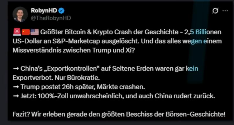 Falls das grade jemanden interessiert. Trump hat seine Chinazölle storniert, und wir erleben gerade den größten Börsenbetrug aller Zeiten in den USA, bei dem voraussichtlich eine Handvoll Milliardäre ein Vermögen gemacht haben.