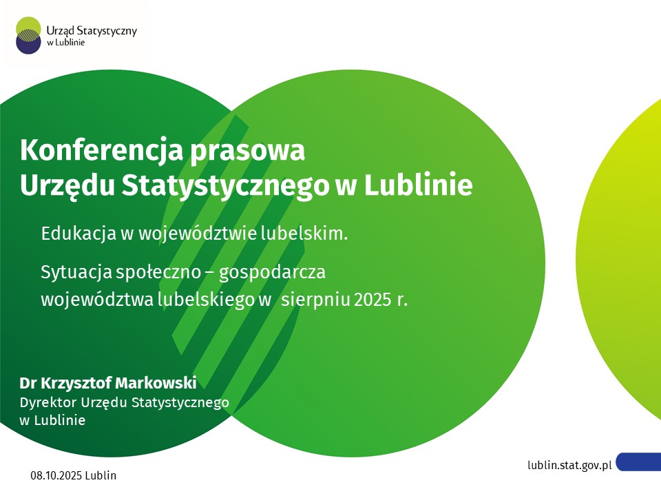 Polecamy materiał z ostatniej konferencji prasowej 👉tinyurl.com/49bpu9jx
 
Tematy:

🟢Edukacja w woj. lubelskim,
🟢Bieżąca sytuacja społeczno – gospodarcza
woj. lubelskiego,
🟢Dashboardy,
🟢Olimpiada Statystyczna,
🟢Lubelski Konkurs Statystyczno-Demograficzny Sigma Kwadrat.
